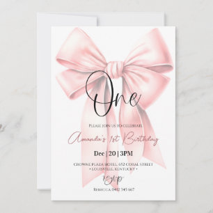 Cute Coquette Bow girl Birthday Invitation