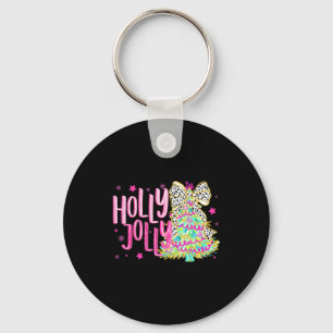Cute Coquette Bow Girls Christmas Tree Merry Xmas  Key Ring