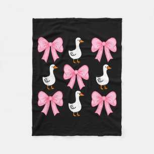 Cute Coquette Bow Goose Duck Fall Halloween Girl Fleece Blanket