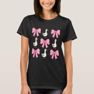 Cute Coquette Bow Goose Duck Fall Halloween Girl T-Shirt