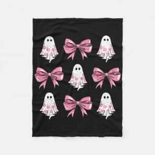 Cute Coquette Bow Halloween Costume Floral Ghost B Fleece Blanket