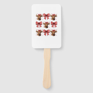 Cute Coquette Bow Heart Highland Cow Western Valen Hand Fan