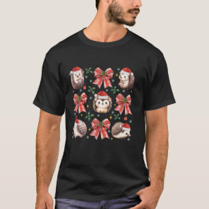 Cute Coquette Bow Hedgehogs Lover Farm Animals Chr T-Shirt