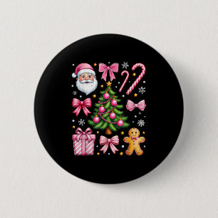 Cute Coquette Bow Nk Christmas Tree Santa Gingerbr 6 Cm Round Badge