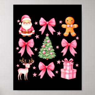 Cute Coquette Bow Nk Christmas Tree Santa Gingerbr Poster