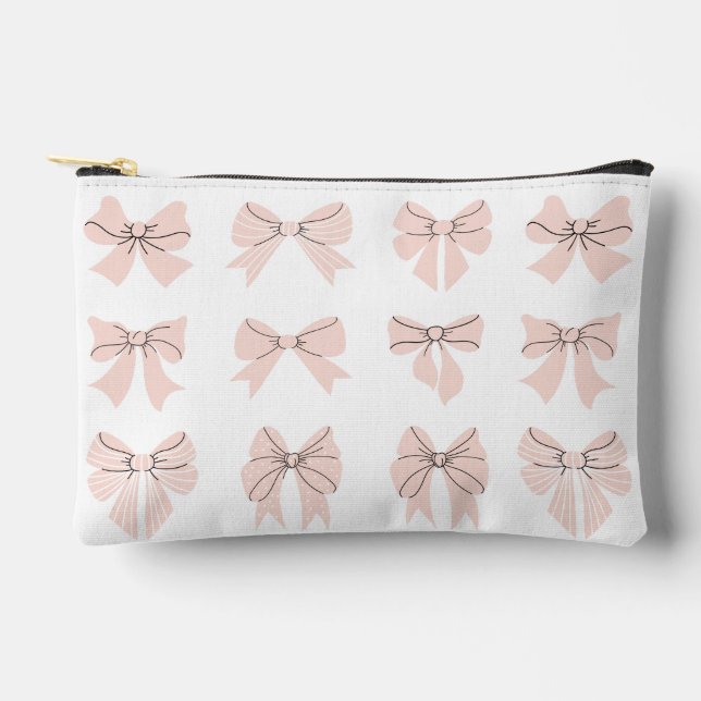 Cute Coquette Bow Pink Blush Accessory Pouch (Front)