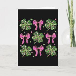 Cute Coquette Bow Shamrock Clover St Patricks Day  Card
