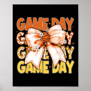 Cute Coquette Bow Sketll Leopard Game Day Women Gi Poster