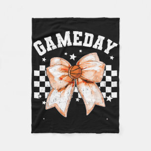 Cute Coquette Bow Sketll Retro Game Day Women Girl Fleece Blanket