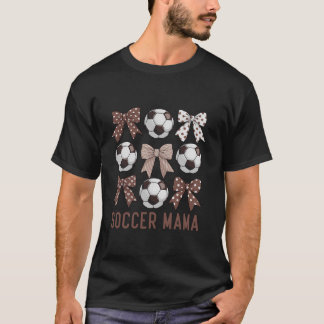 Cute Coquette Bow Soccer Mama Cool Soccer Season L T-Shirt
