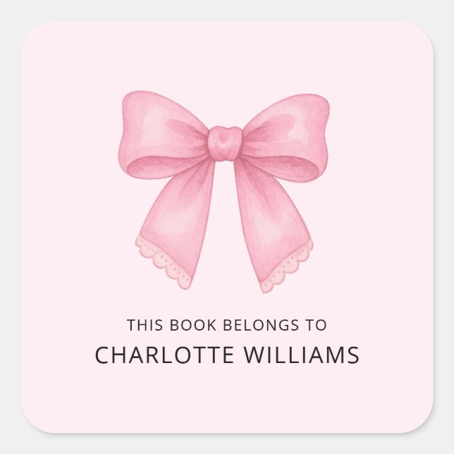 Cute Coquette Bow Stylish Back to School Kids Square Sticker (Front)