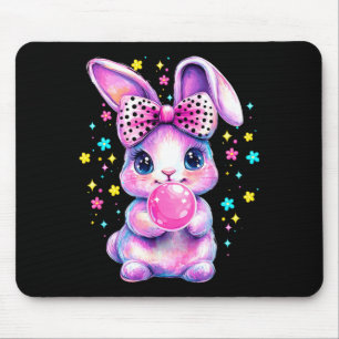 Cute Coquette Bow Tie Dye Rabbit Easter Bunny Girl Mouse Pad