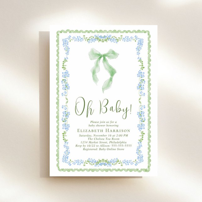 Cute Coquette Bow Watercolor Baby Shower Invitation (Creator Uploaded)