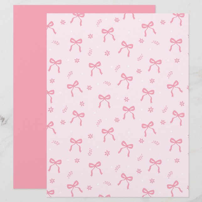 Cute Coquette Bows and Blossoms Scrapbook Paper (Front/Back)