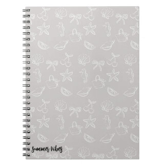 Cute Coquette Bows and Cherries Pattern Notebook