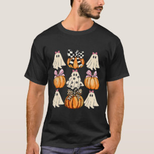 Cute Coquette Bows Ghost Pumpkin Season Halloween T-Shirt