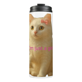 Cute Coquette Cat I'm Just a Girl Aesthetic  Thermal Tumbler