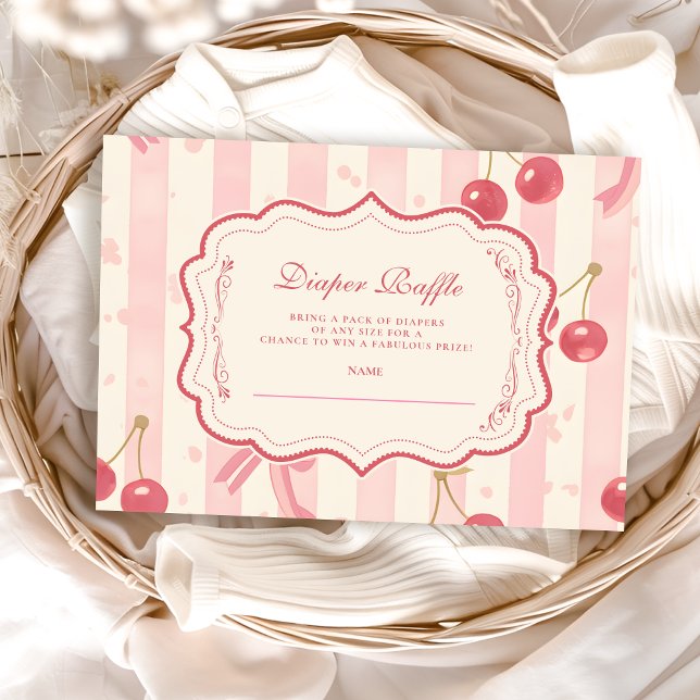 Cute Coquette Cherry on Top Baby Diapper Raffle Enclosure Card (Creator Uploaded)