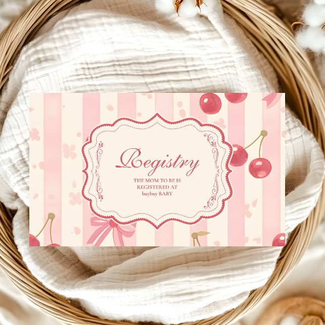 Cute Coquette Cherry on Top Baby Shower Registry Enclosure Card (Creator Uploaded)