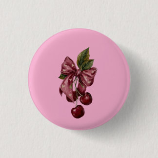 Cute Coquette Cherry Ribbon Pink Aesthetic 3 Cm Round Badge