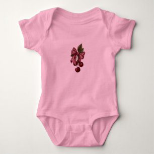 Cute Coquette Cherry Ribbon Pink Baby Bodysuit