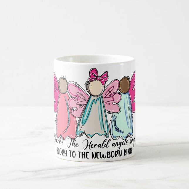 Cute Coquette Christmas Angels Coffee Mug (Center)