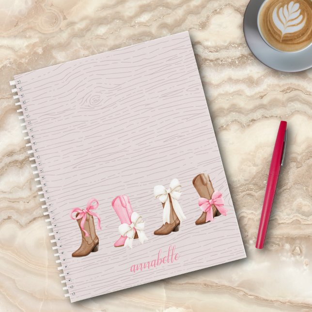 Cute Coquette Cowgirl Boots Personalised  Notebook (Cute Coquette Cowgirl Boots Personalized Notebook)