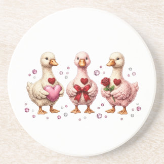 Cute Coquette geese friends Coaster