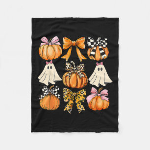Cute Coquette Ghost Pink Coquette Bows Pumpkins Ha Fleece Blanket