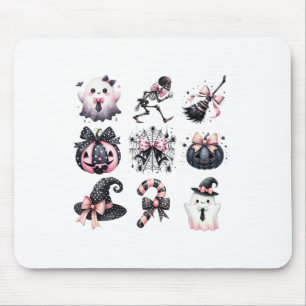 Cute Coquette Halloween Bows Black Pink Halloween  Mouse Pad