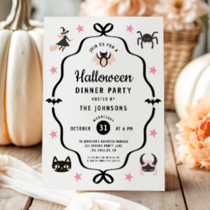 Cute Coquette Halloween Dinner Party Invitation