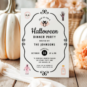Cute Coquette Halloween Dinner Party Invitation