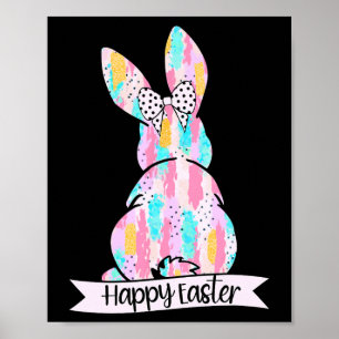 Cute Coquette Happy Easter Bunny And Bows Brushstr Poster