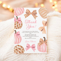 Cute Coquette Pink Bow Leopard Pumpkin baby shower