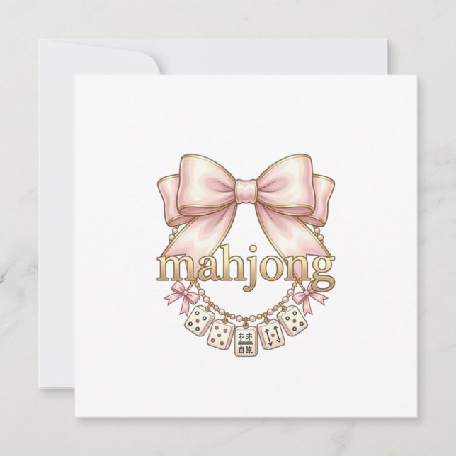 Cute Coquette Pink Bow Mahjong Charm Women's (Front)