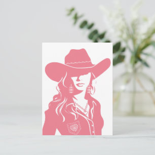 Cute Coquette Pink Cowgirl Western Country Chic Postcard