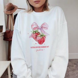 Cute Coquette Pink Strawberry Lover Graphic Sweatshirt