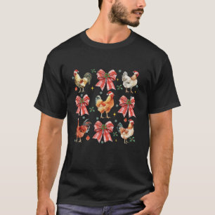 Cute Coquette Red Bow Chickens Lover Farm Animals T-Shirt