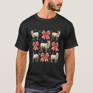 Cute Coquette Red Bow Sheeps Lover Farm Animals Ch T-Shirt