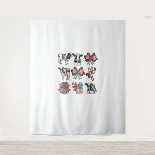 Cute Coquette Red Xmas Santa Claus Cow Lover Chris Tapestry