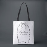 Cute Coquette Ribbon Bridesmaid Gift Tote Bag<br><div class="desc">Cute coquette style whimsical bridesmaid ribbon tote bag gift,  with a handwritten script name style. Customise for bridesmaid,  maid of honour,  mother of bride,  etc. Gift them ahead of time,  at the bachelorette party.</div>
