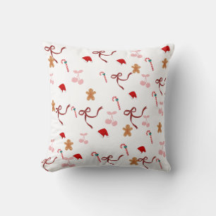 Cute Coquette Ribbon Christmas Throw Pillow 