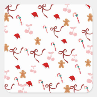 Cute Coquette Ribbon Gingerbread Christmas Sticker