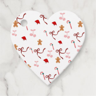 Cute Coquette Ribbon Heart Christmas Favour tags