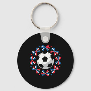 Cute Coquette Soccer Bows Game Day Mama Mom Cheer Key Ring