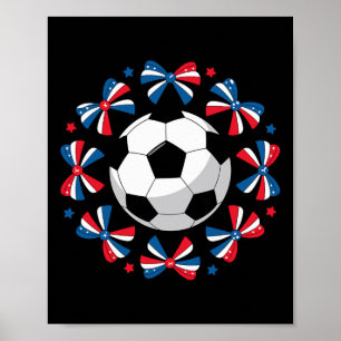 Cute Coquette Soccer Bows Game Day Mama Mom Cheer Poster