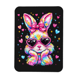 Cute Coquette Tie Dye Rabbit Easter Bunny Magnet