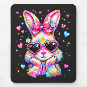 Cute Coquette Tie Dye Rabbit Easter Bunny Mouse Pad