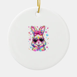 Cute Coquette Tie Dye Rabbit Easter Bunny Women Gi Ceramic Tree Decoration