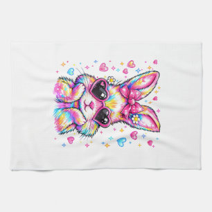 Cute Coquette Tie Dye Rabbit Easter Bunny Women Gi Tea Towel